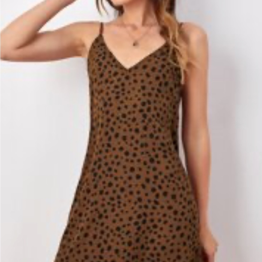 SHEIN Brown and Black Mini Slip Dress for Night Out